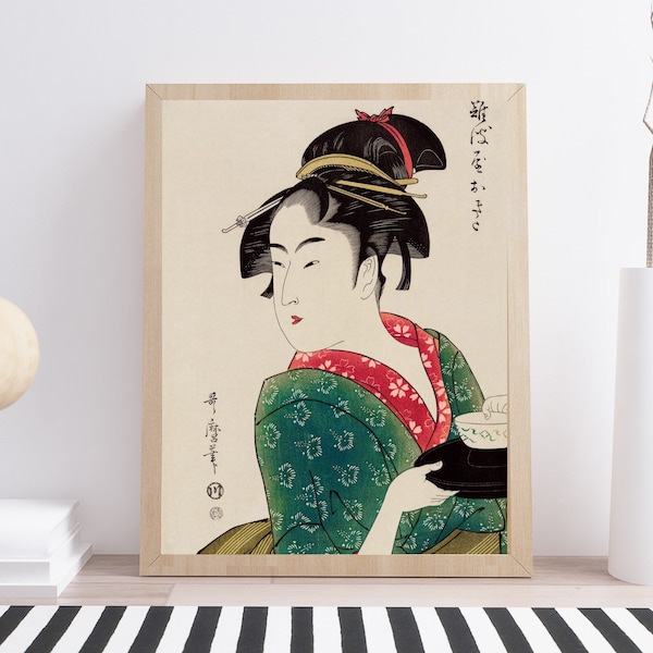 Impression d'affiche d'art japonais, art mural Ukiyo E, gravures sur bois, Kitagawa Utamaro, illustration de geisha, décoration murale, arts et culture japonais