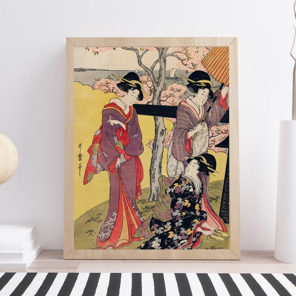 Impression d'affiche d'art japonais, art mural Ukiyo E, gravures sur bois, Kitagawa Utamaro, illustration de geisha, décoration murale, arts et culture japonais