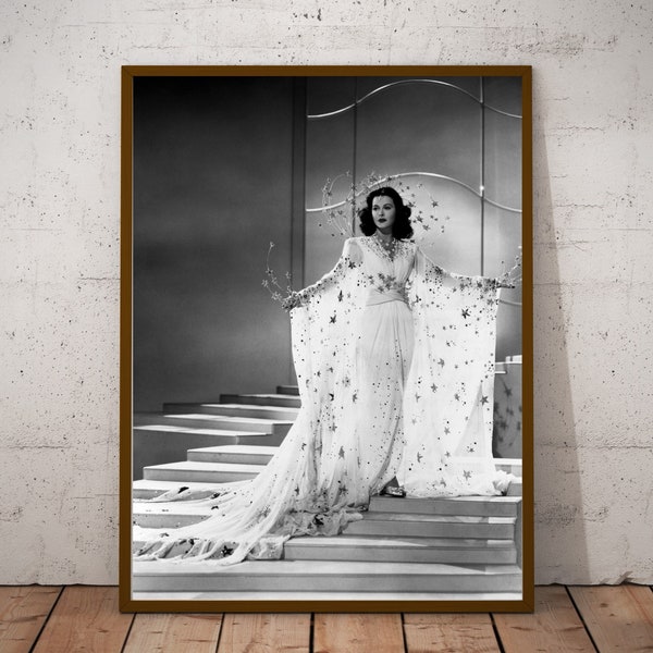 Hedy Lamar Vintage Fotografie - Retro Wandkunst - Hedy Lamar Fotodruck - Altes Hollywood Poster - Einzug Geschenkidee