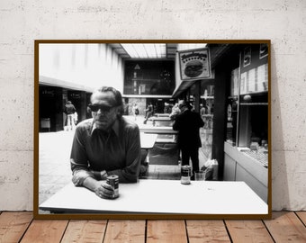 Charles Bukowski vintage photograph - retro wall art - Charles Bukowski photo poster - Housewarming gift ideas - inspirational gift