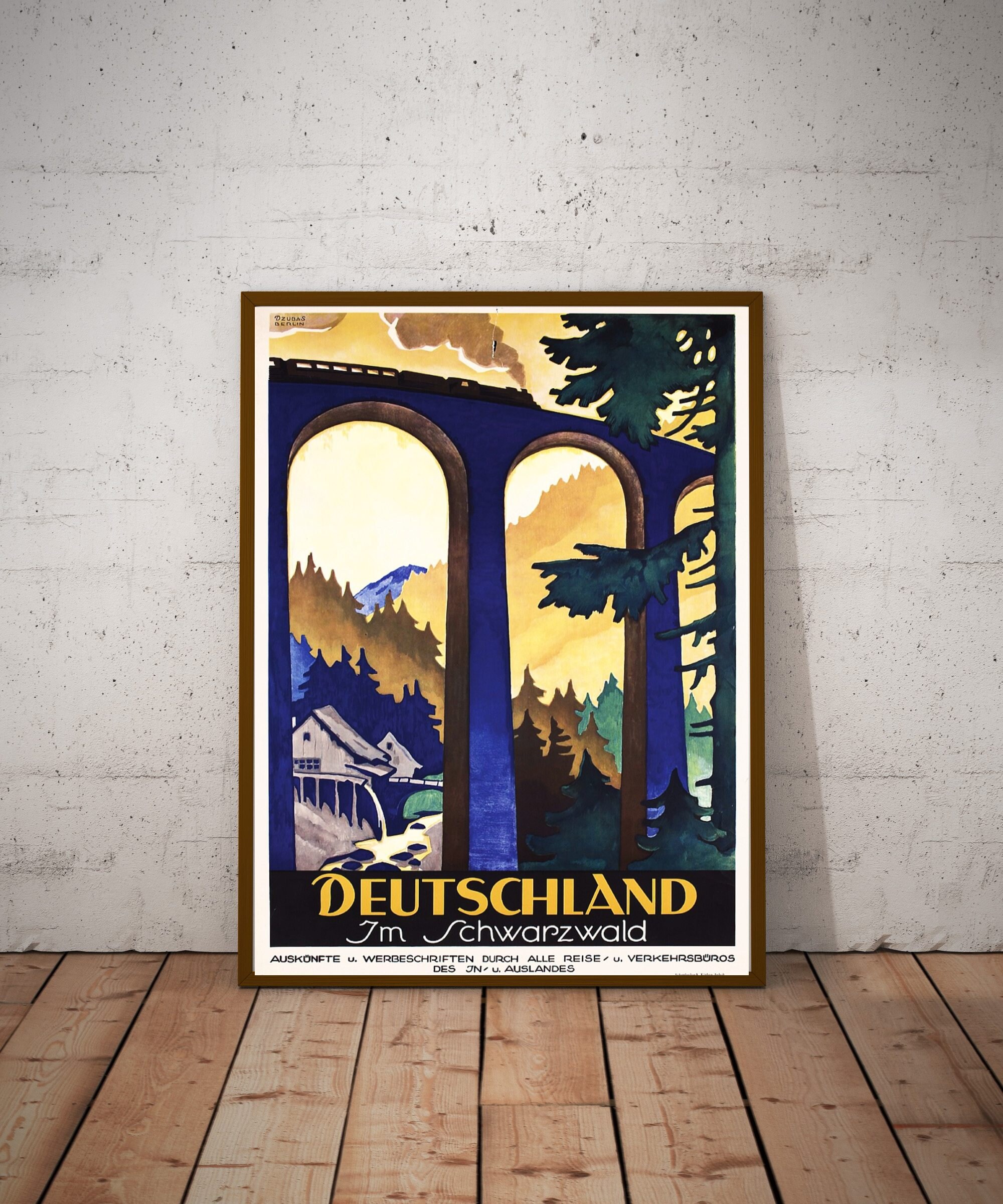 Germany vintage travel poster retro wall art print wall | Etsy