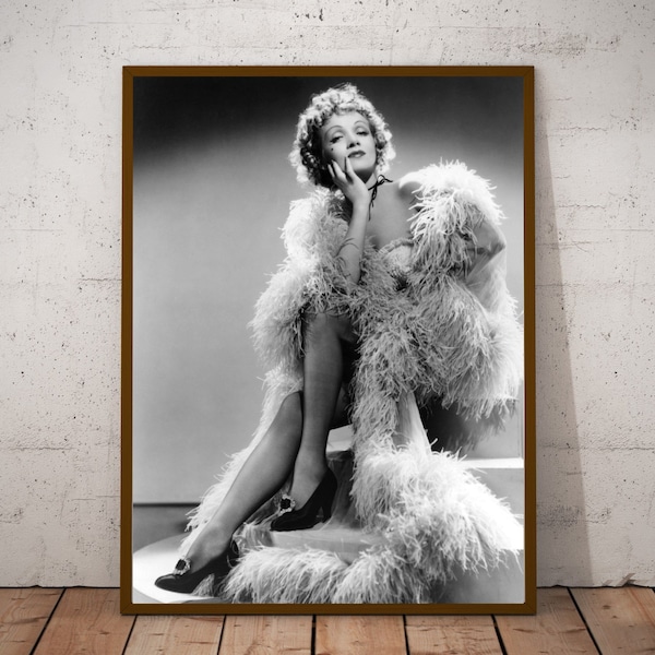 Marlene Dietrich Vintage Fotografie - Retro Wandkunst - Marlene Dietrich Fotodruck - Altes Hollywood Poster - Einzug Geschenkidee