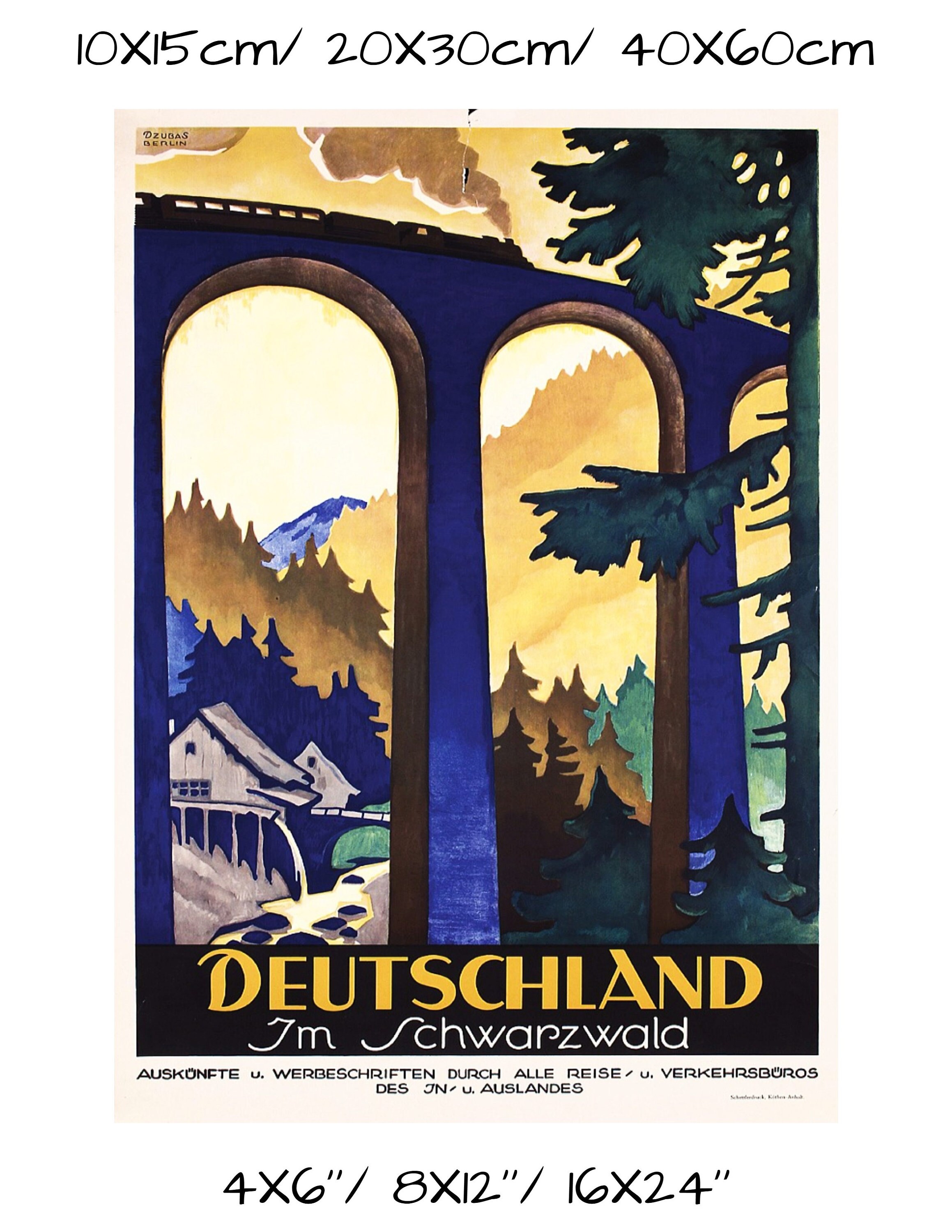 Germany vintage travel poster retro wall art print wall | Etsy