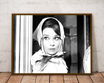 Photographie vintage d'Audrey Hepburn - art mural rétro - impression photo Audrey Hepburn - vieilles affiches hollywoodiennes - idées cadeaux de pendaison de crémaillère