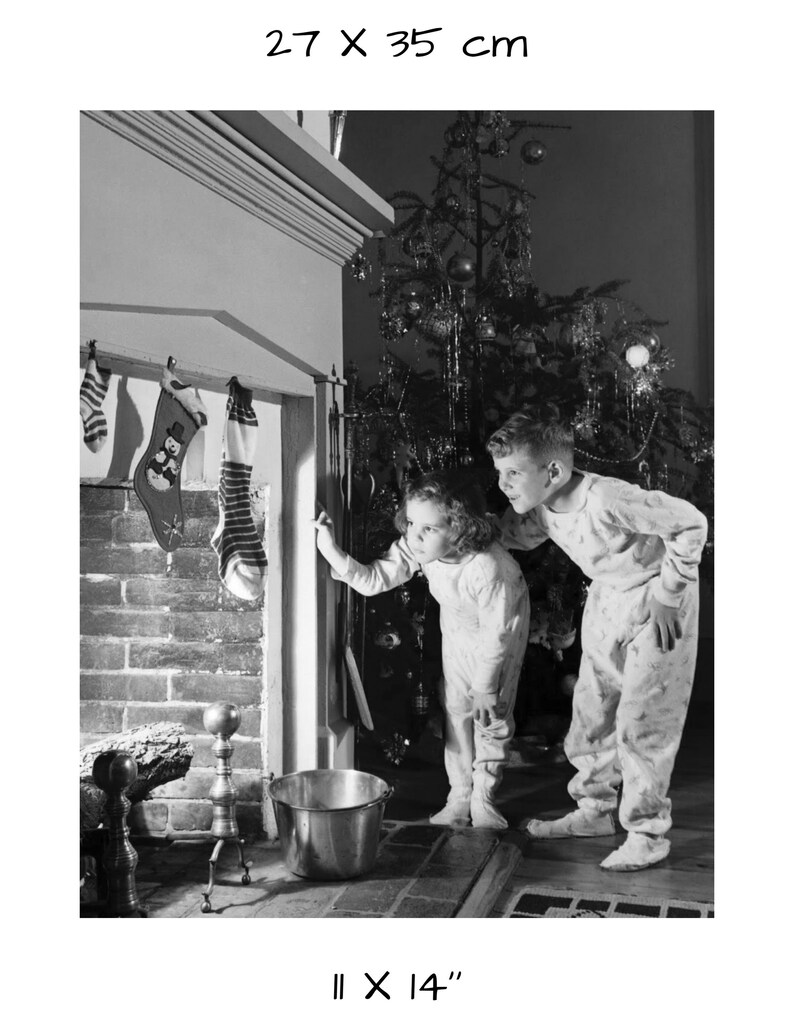 Vintage Christmas Photograph Retro Wall Art Photo Print Christmas Eve