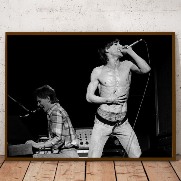 David Bowie and Iggy Pop vintage photograph - retro wall art - photo print - music posters - Housewarming gift ideas - anniversary gifts