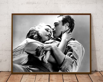Marlon Brando and Eva Marie Saint vintage photograph - retro wall art - classic photo print - Old Hollywood poster - Housewarming gift ideas