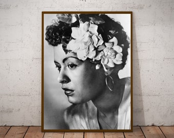 Photographie vintage Billie Holiday - art mural rétro - impression photo Billie Holiday - affiches de musique - idées cadeaux de pendaison de crémaillère - divas du jazz