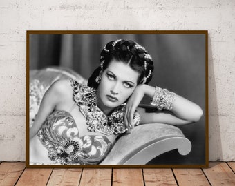 Photographie vintage Yvonne de Carlo - art mural rétro - impression photo Yvonne de Carlo - vieilles affiches hollywoodiennes - idées cadeaux de pendaison de crémaillère