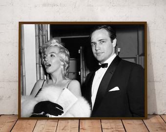 Marilyn Monroe and Marlon Brando vintage photograph - retro wall art - classic photo print - Old Hollywood poster - Housewarming gift ideas