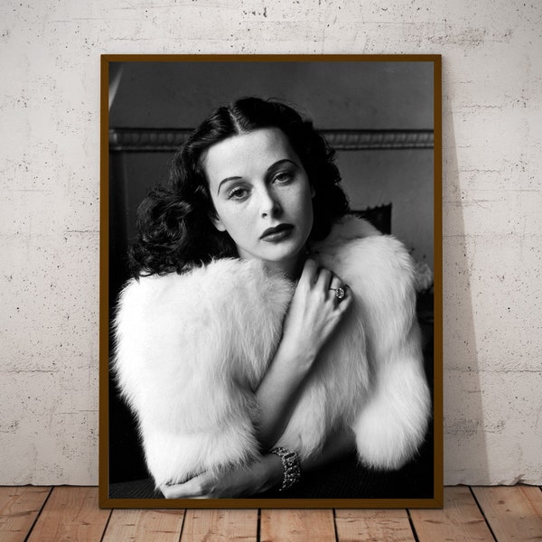 Hedy Lamar Vintage Fotografie - Retro Wandkunst - Hedy Lamar Fotodruck - Altes Hollywood Poster - Einzug Geschenkidee