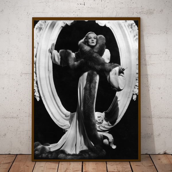 Marlene Dietrich Vintage Fotografie - Retro Wandkunst - Marlene Dietrich Fotodruck - Altes Hollywood Poster - Einzug Geschenkidee