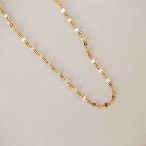 14K Solid Yellow Gold Double Mirror Dainty Choker Chain Necklace 2.0mm 14-24" - Diamond Cut Link