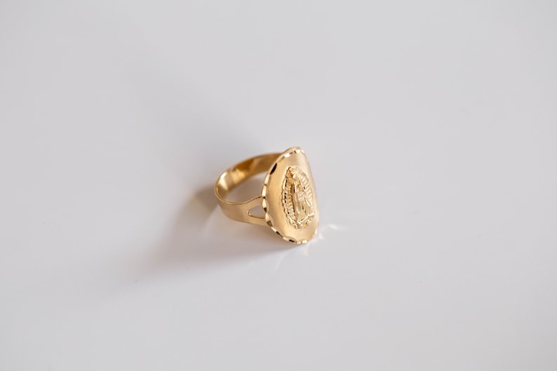 14k Solid Yellow Gold Our Lady of Guadalupe Ring Virgin Mary - Etsy