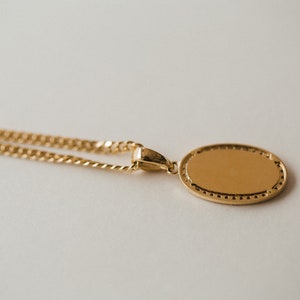 14K Solid Yellow & White Gold Virgin Mary Oval Medal Pendant With Halo ...