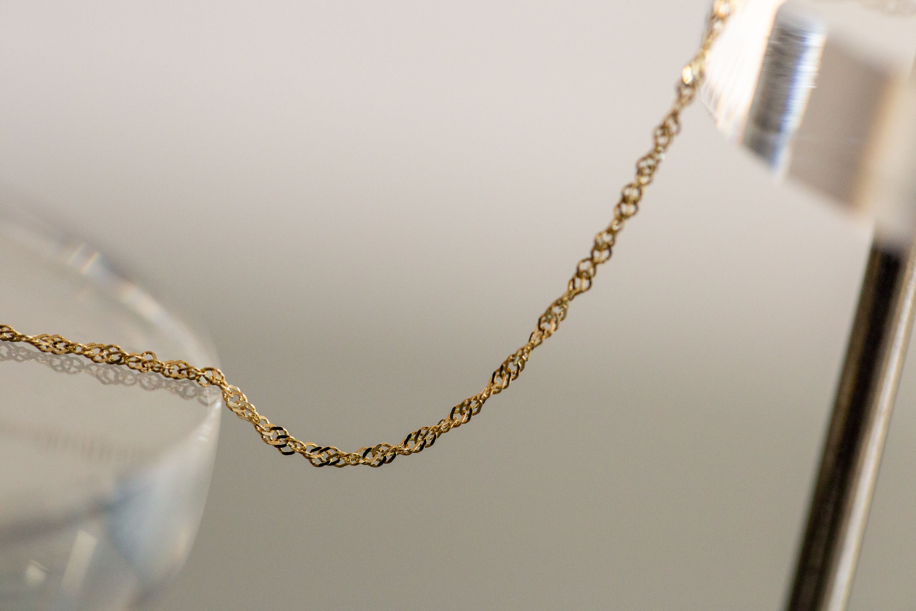 14K Solid Yellow Gold Singapore Dainty Choker Chain Necklace 0.9mm 14 ...