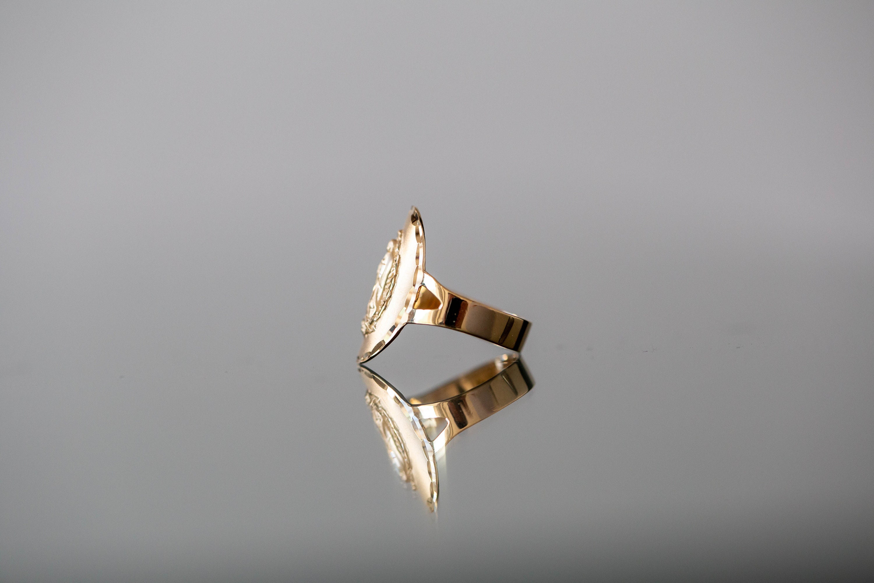 14k Solid Yellow Gold Our Lady of Guadalupe Ring | Virgin Mary Satin ...
