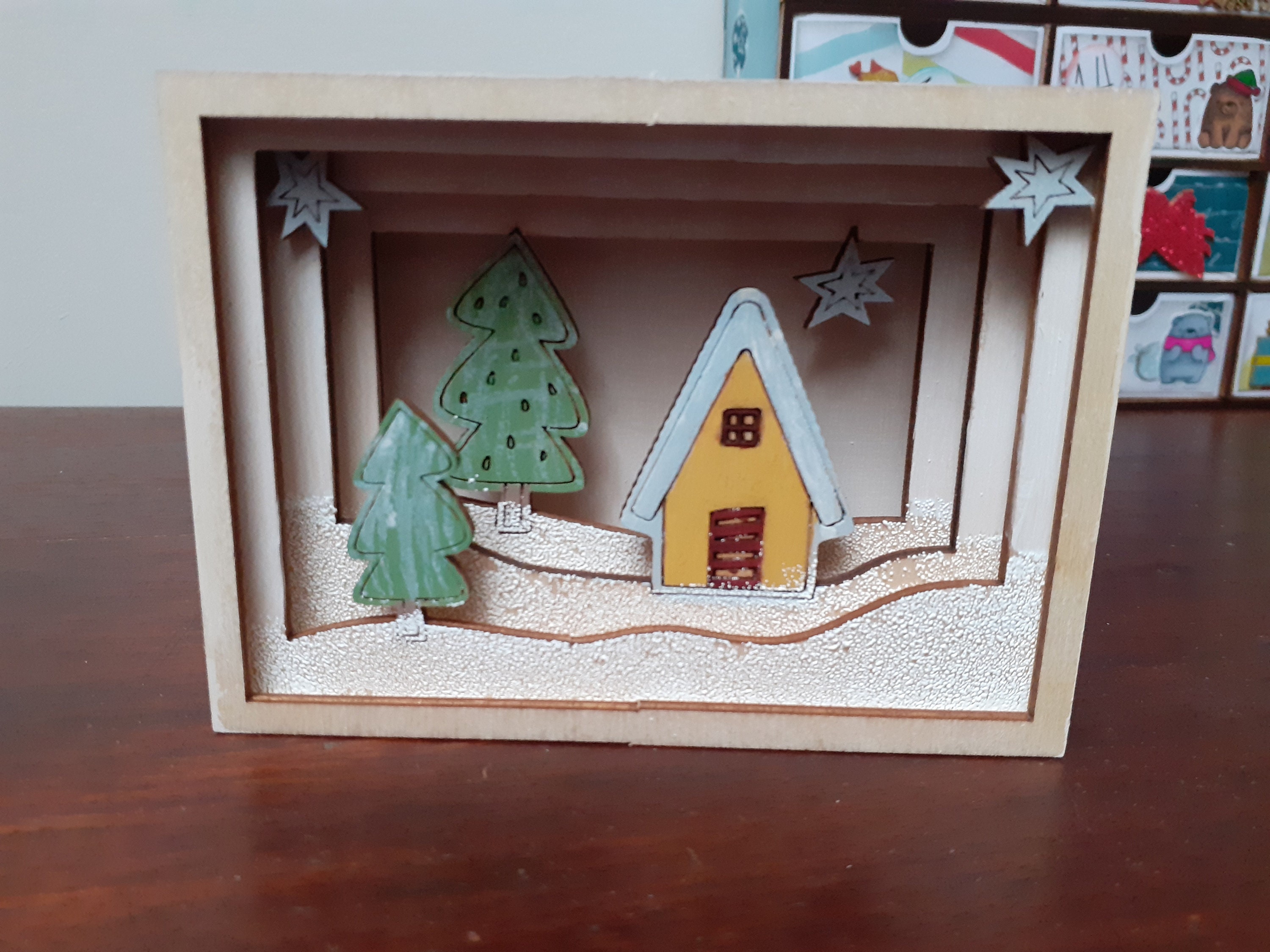 Cadre Scène de Noël Fait Main