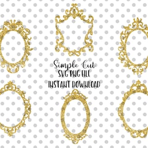 Gold Glitter Mirror Bundle PNG & SVG, Beauty mirror SVG File Vector voor Silhouette Cricut Cutting Machine Design Download Print