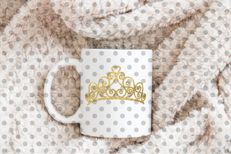 Gold Glitter Tiara PNG & SVG, Beauty Mirror SVG File Vector for