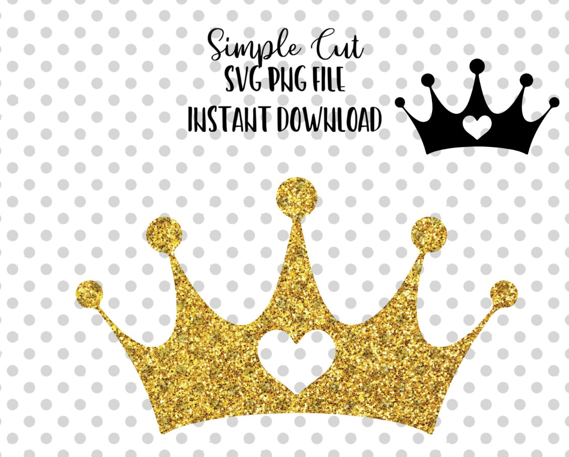 Gold Glitter Heart Tiara PNG & SVG, Beauty Mirror SVG File Vector for
