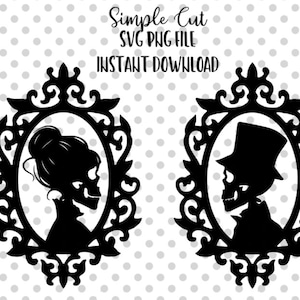 Skelett Paar Spiegel PNG & SVG, Halloween Spiegel SVG Datei Vektor für Silhouette Cricut Schneidemaschine Design Download Print