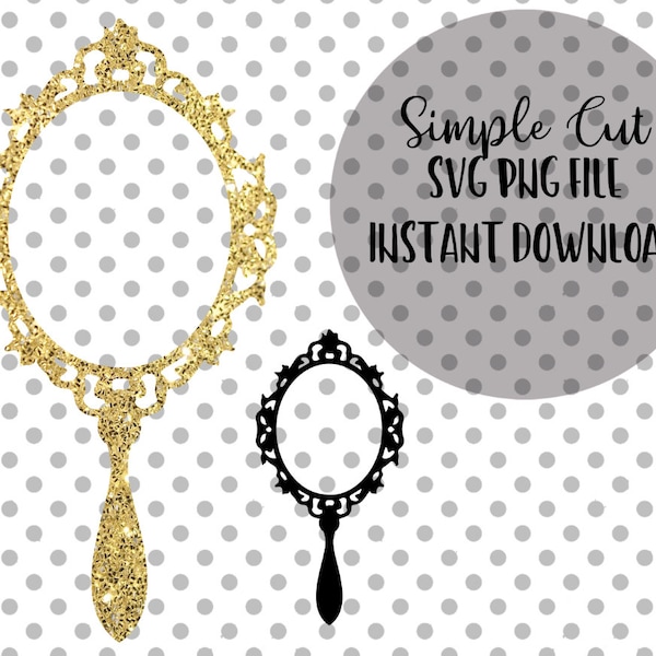 Ornate Gold Mirror handle PNG & SVG, Beauty mirror SVG File Vector for Silhouette Cricut Cutting Machine Design Download Print