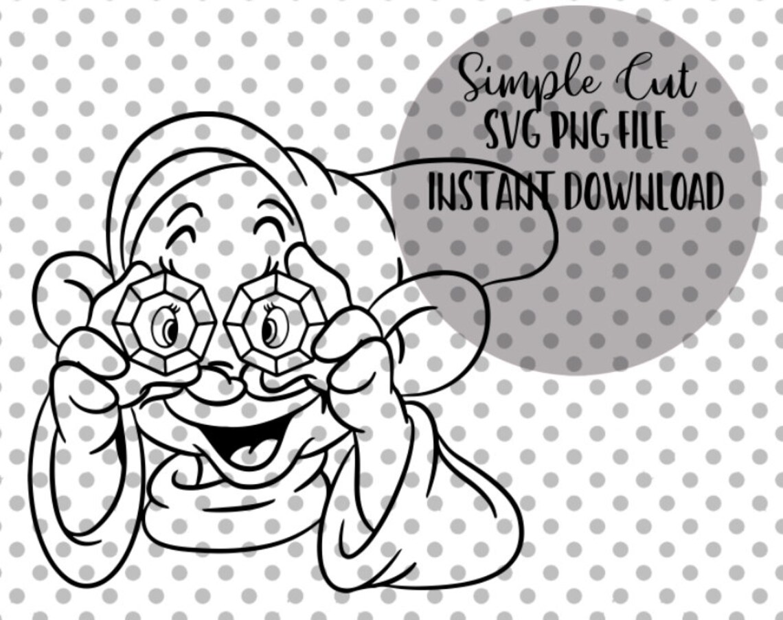 Dopey Diamond Eyes Silhouette SVG & PNG Clipart Files Snow | Etsy