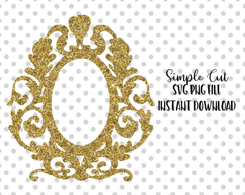 Ornate Crown Gold Mirror PNG & SVG, Beauty Mirror SVG File Vector for