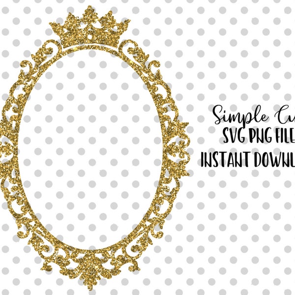 Crown Gold Mirror PNG & SVG, Beauty mirror SVG File Vector for Silhouette Cricut Cutting Machine Design Download Print