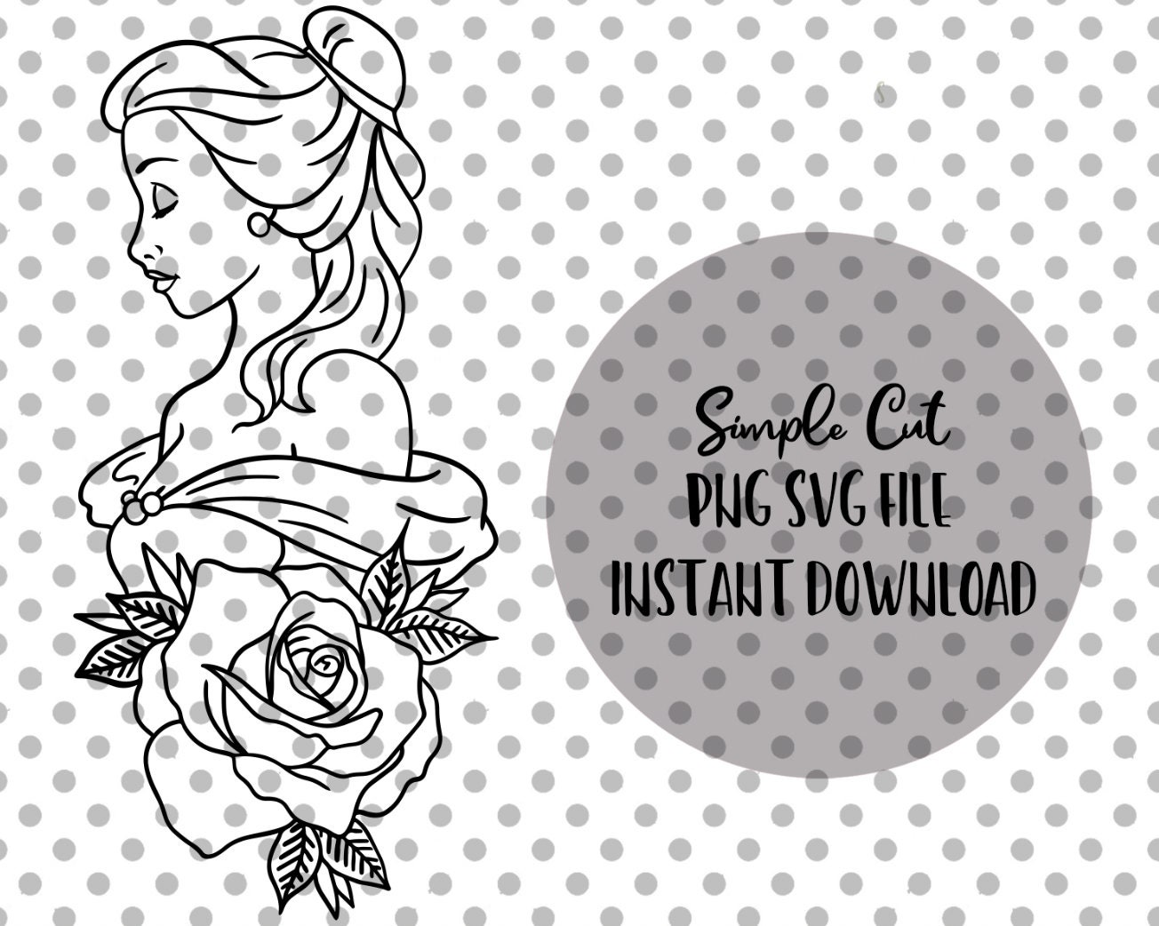 Princess Belle Silhouette Outline