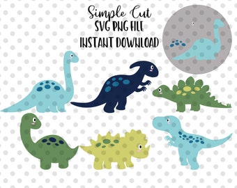 Baby Dinosaur SVG Bundle, Dino Clipart (PNG, DXF)