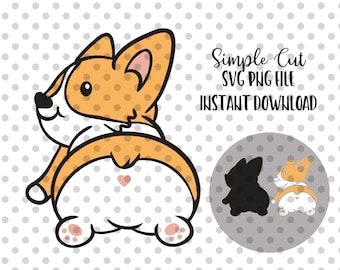 Corgi Dog butt SVG,  Funny corgi butt cutting file, Layered cut file Kawaii corgi dog, Animal Pet clipart Silhouette Cricut T-shirt Vinyl