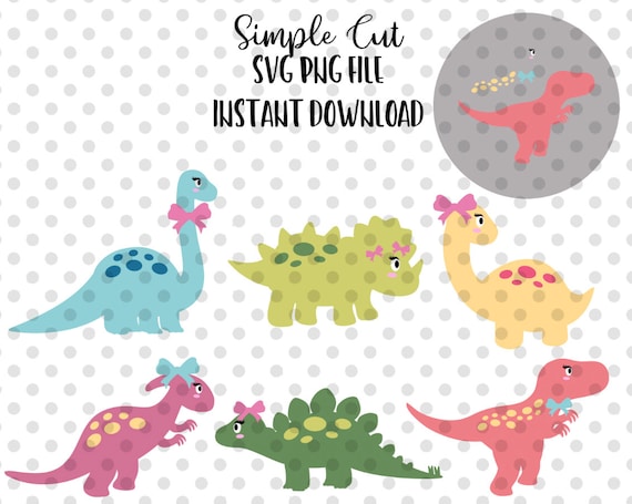 Girl Dinosaur SVG Bundle Dinosaur Vector Dinosaurs Clipart - Etsy