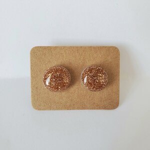Gold Glitter // Round // Stud Earrings