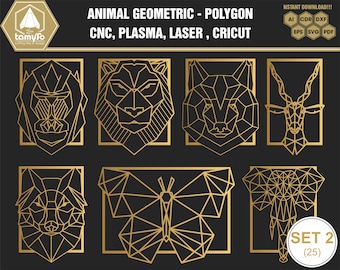 Djur geometriska polygonvektorfiler: CNC-laserskärning (digital nedladdning)