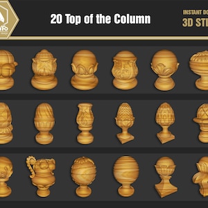 20 Top of the Column 3D STL files for engraving router, 3d printer and vectric artcam - Download