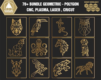 70+ Bundle Animals Geometric - Polygon vector files  | CNC file, laser cutting file | Ai, Cdr , Dxf, Eps, Svg, Pdf Vector Set
