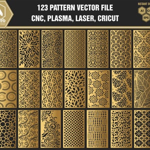 123+ Pattern vector files  | CNC file, laser cutting file | Ai, Cdr , Dxf, Eps, Svg, Pdf Vector Set