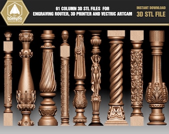 61 column 3d stl files for engraving router, 3d printer and vectric artcam - Download