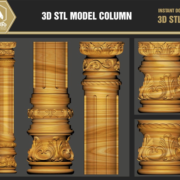 Column 3D STL files for engraving router, 3d printer and vectric artcam - Download