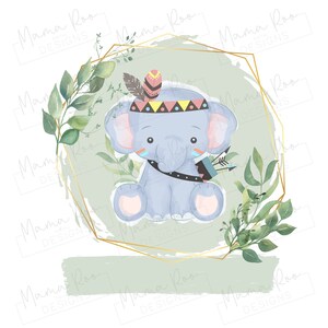 Modèle tribal mignon de sublimation d’éléphant | Ajoutez votre propre fichier PNG numérique textuel | Nouveau bébé Safari Clipart | Carte d’impression de gilet ou conception de coussin