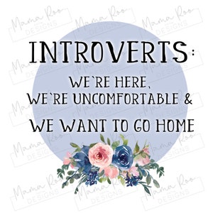 Funny Introvert Quote PNG Clipart File | Floral Adult Humour Quote | Sublimation Mug Tote Bag Keyring Designs | Instant Download