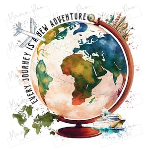 Reise-Sublimationsdesign | Weltkarte PNG | Sofortdownload | Das Abenteuer erwartet | Pass Cover Design | Reisedokumente | Urlaub Designs