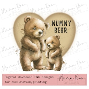 Mummie Beer sublimatie ontwerp PNGs | Met & Zonder Tekst | Mokken Kaarten | Direct downloaden | Moederdagontwerpen voor sublimatie of DTF