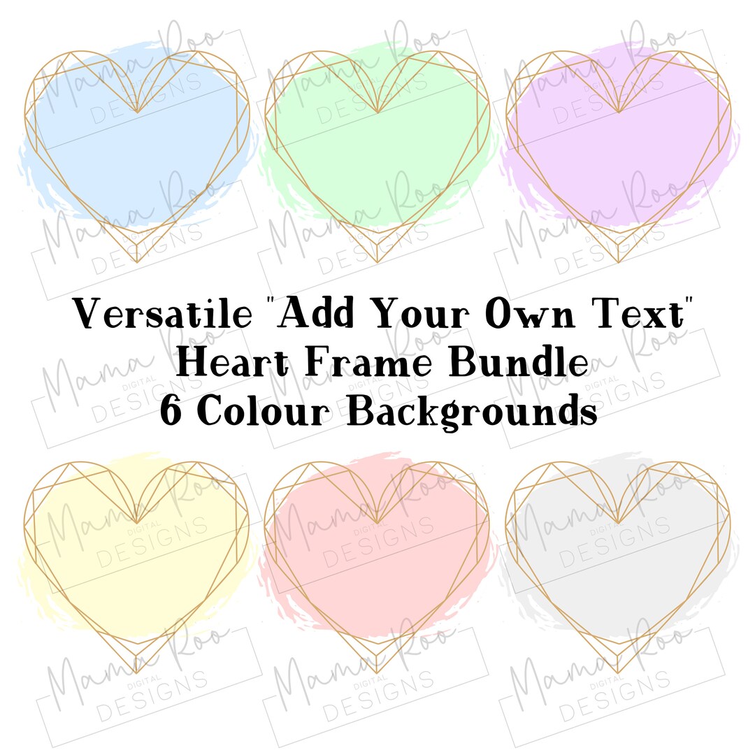 Geometric Heart Frames | PNG Bundle | Sublimation Design Templates ...