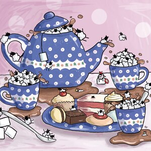 Tea Party with Sheep Art Print