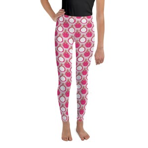 Pomegranates Fruit Printed Leggings for Kids/Youth, Kids Foodie Tights, Children Leggings, All Over Print Soft Stretch Girls Leggings, Gift