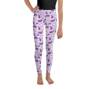 Eggplants Printed Leggings for Kids/Youth, Kids Foodie Tights, Children Leggings, All Over Print Soft Stretch Girls Leggings, Girls Gift