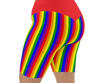 Rainbow Biker Pride Biker Shorts LGBTQ Rainbow Striped Biker